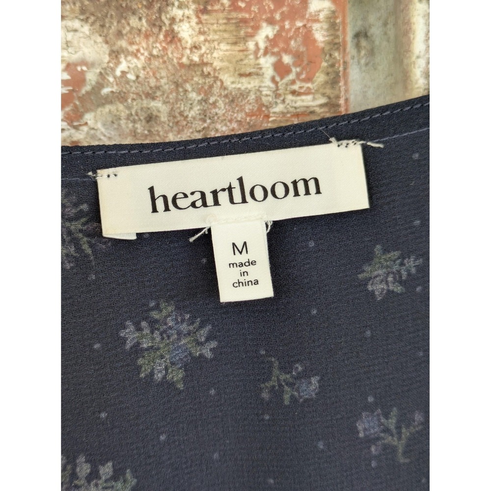 Heartloom Cottagecore Coquette Prairie Floral Wrap Dress Romantic Blue M - Picture 5 of 10